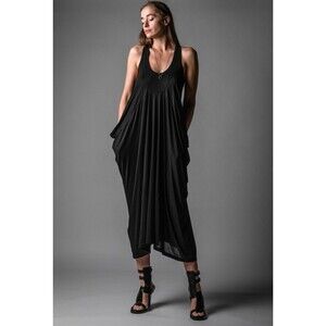 Isabel Benenato Draped Asymmetrical Avant Garde Black Dress Womens IT 44 Italy